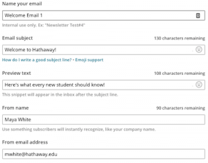 campaigns email automated welcomemessage setup