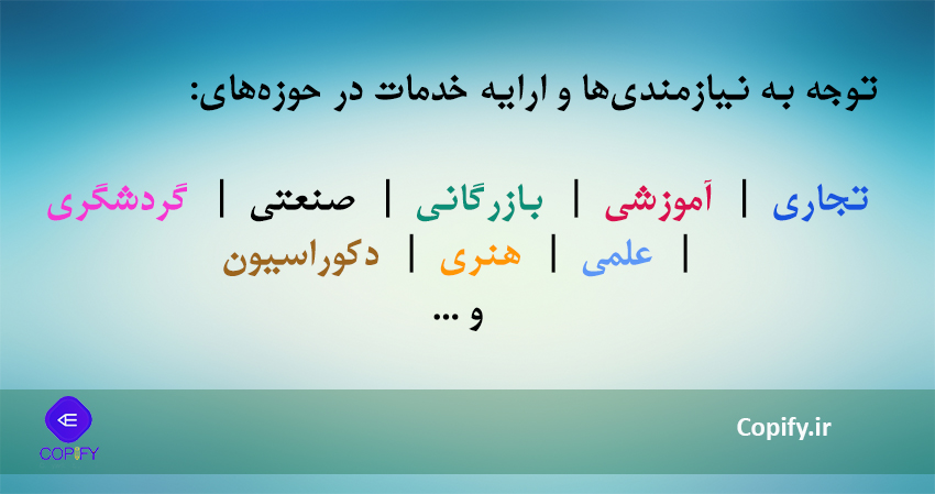 توجه به نیازمندیها و ارایه خدمات در حوزههای: