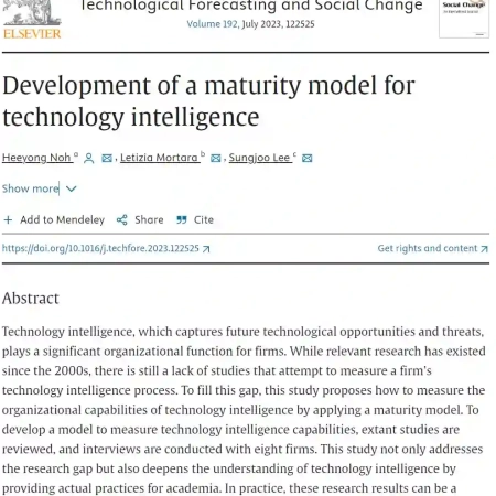 خرید مقاله Development of a maturity model for technology intelligence