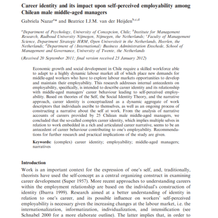 دانلود Career identity and its impact upon self-perceived employability among Chilean male middle-aged managers