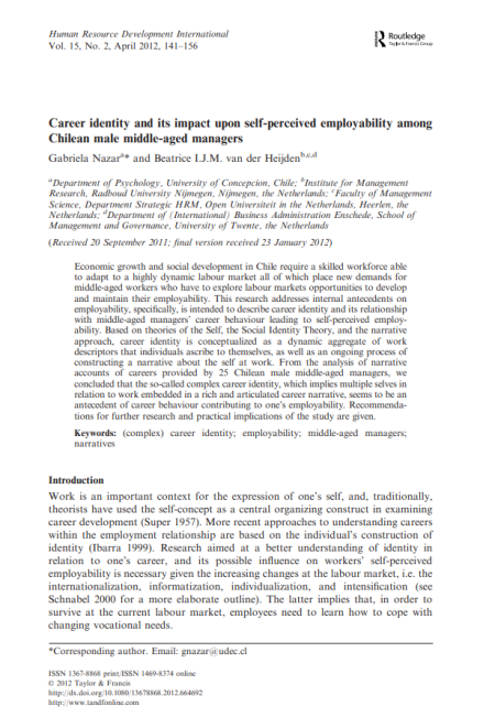 دانلود Career identity and its impact upon self-perceived employability among Chilean male middle-aged managers